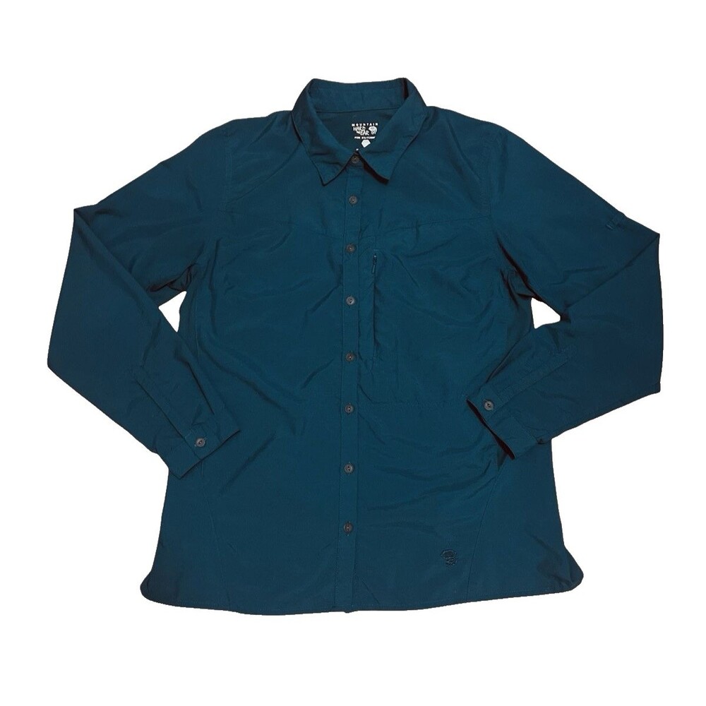 MOUNTAIN HARDWEAR Teal Canyon Long Sleeve Shirt Outdoor Roll Tab Sleeve Womens M